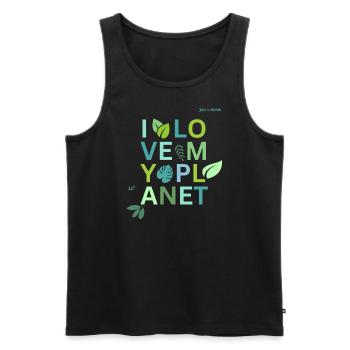 I LOVE MY PLANET green - Männer Premium Bio Tank Top - Schwarz - Vorne - Michal (187cm)