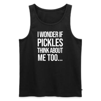 I Wonder If PIZZA Thinks About Me Too... - Men's Premium Organic Tank Top - black - Front - Michal (187cm)