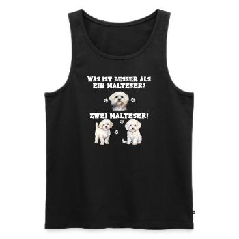 Was ist besser als ein Malteser zwei Malteser - Männer Premium Bio Tank Top - Schwarz - Vorne - Michal (187cm)