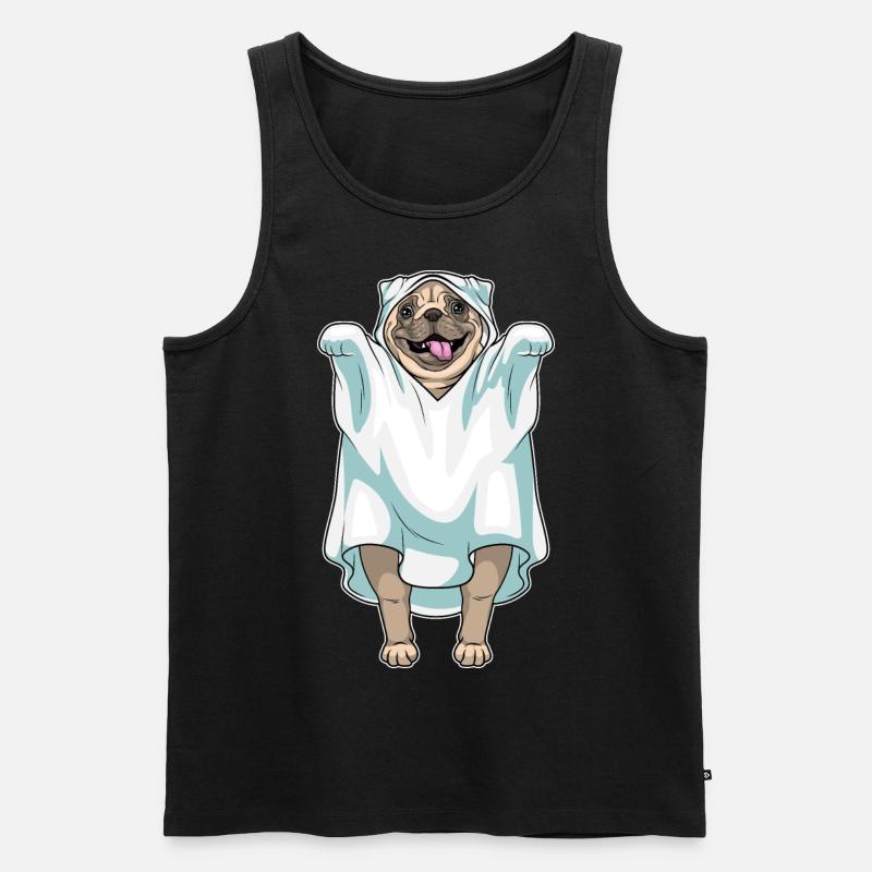 Mops Halloween Geist - Männer Premium Bio Tank Top - Schwarz