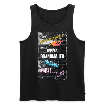 Unsere Brandmauer (Gegen den Rechtsruck!) - Männer Premium Bio Tank Top - Schwarz - Vorne - Michal (187cm)