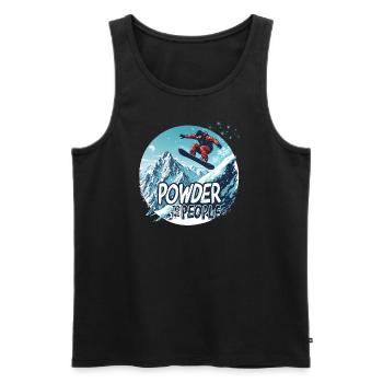 Powder to the People – Snowboard & Powder - Männer Premium Bio Tank Top - Schwarz - Vorne - AI Model Male 178 light (178cm)