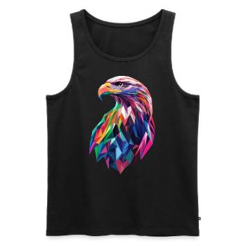 Eagle Head Low Poly Art Logo Design Colorful - Men's Premium Organic Tank Top - black - Front - Michal (187cm)