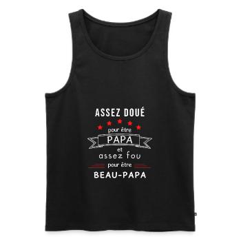 Cadeau beau papa - Débardeur bio Premium Homme - noir - Devant - Michal (187cm)