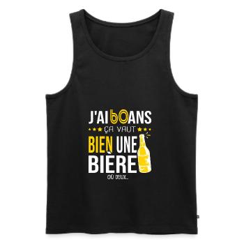 Cadeau d anniversaire 60 ans j ai 60 ans et bière - Débardeur bio Premium Homme - noir - Devant - AI Model Male 178 light (178cm)