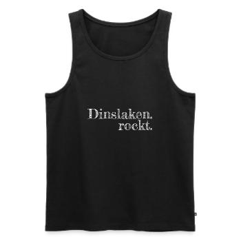 Dinslaken rockt - Textdesign mit Stadtnamen - Männer Premium Bio Tank Top - Schwarz - Vorne - Michal (187cm)