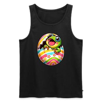 Colorful Easter egg with hatching frog design - Men's Premium Organic Tank Top - black - Front - AI Model Male 178 light (178cm)