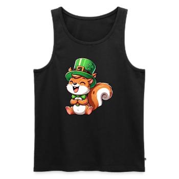 Écureuil coquin St. Patrick’s - Débardeur bio Premium Homme - noir - Devant - AI Model Male 178 light (178cm)