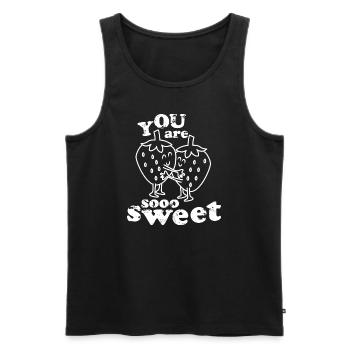 Sweet Fruits Sweet Embrace Compliment Gift - Men's Premium Organic Tank Top - black - Front - AI Model Male 178 light (178cm)