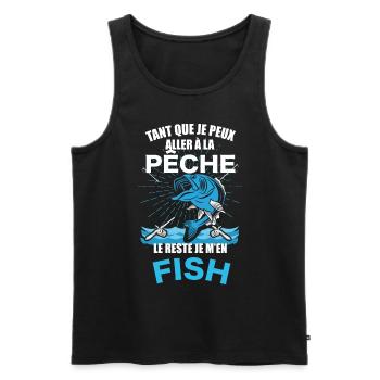 La Pêche C'est Pour Moi Cadeau Homme Pêcheur - Débardeur bio Premium Homme - noir - Devant - AI Model Male 178 light (178cm)