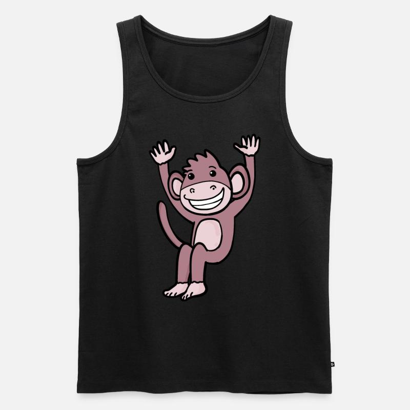 süßer lachender Affe - Männer Premium Bio Tank Top - Schwarz