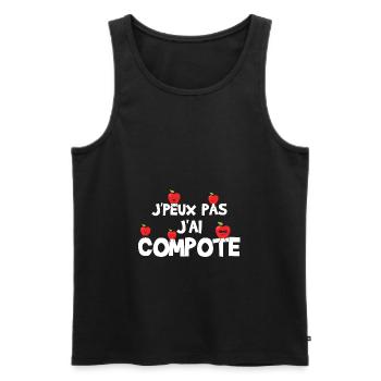 J'peux pas j'ai compote / Cadeau drôle pomme - Débardeur bio Premium Homme - noir - Devant - Michal (187cm)