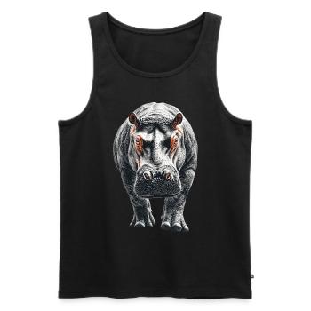 Nilpferd - Männer Premium Bio Tank Top - Schwarz - Vorne - Michal (187cm)