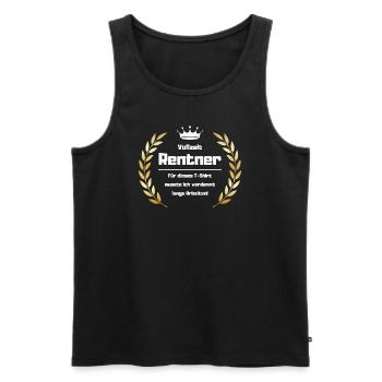 Rentner Geschenk T-Shirt - Hart Arbeiten - Männer Premium Bio Tank Top - Schwarz - Vorne - Michal (187cm)