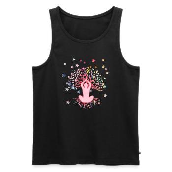 lebensbaum,baum des lebens,blumen, yoga - Männer Premium Bio Tank Top - Schwarz - Vorne - Michal (187cm)