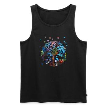 Baum des Lebens, Yggdrasil, Wikinger, Midgard,Thor - Männer Premium Bio Tank Top - Schwarz - Vorne - Michal (187cm)