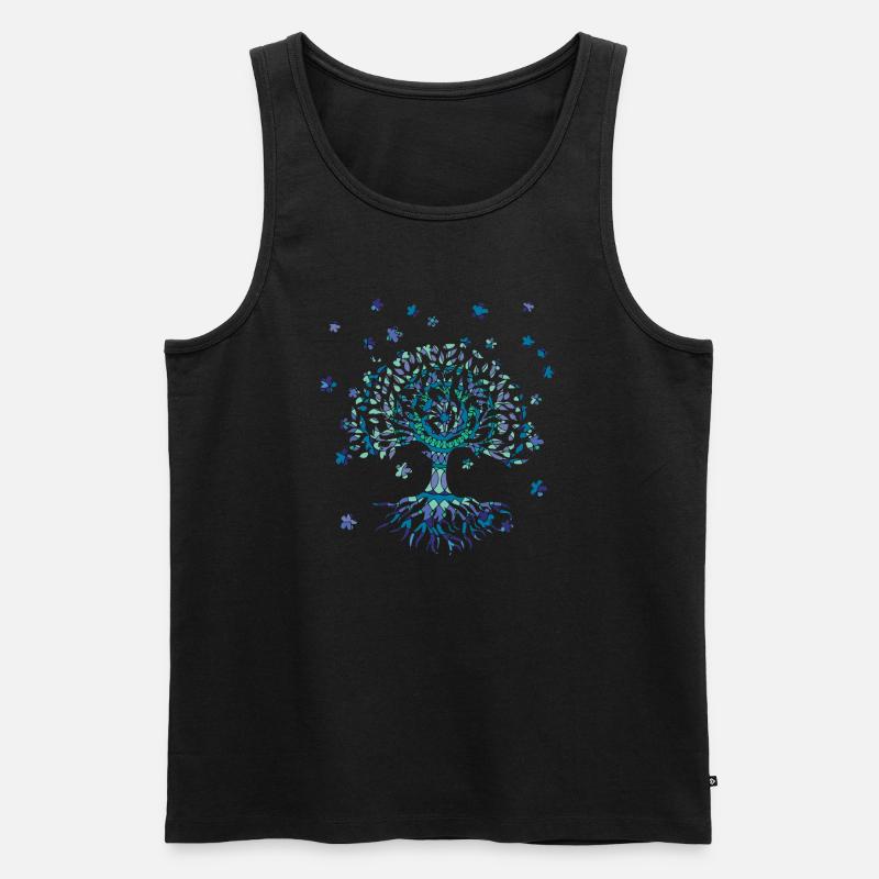 Arbre de Vie,Arbre de Vie,Fleurs,Arbre à fleurs - Débardeur bio Premium Homme - noir
