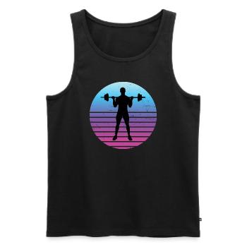 Fitness Cardio Haltérophilie Hommes Femmes Endurance - Débardeur bio Premium Homme - noir - Devant - Michal (187cm)