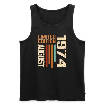 August 1974 Geburtstagsgeschenk August 1974 August - Männer Premium Bio Tank Top - Schwarz - Vorne - Michal (187cm)