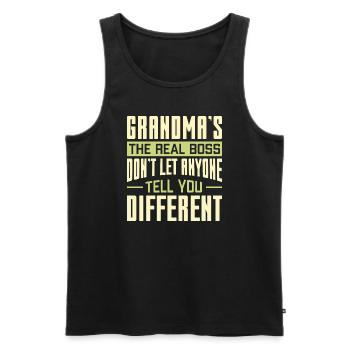 Grandma’s Hugs Are Like A Warm Blanket - Men's Premium Organic Tank Top - black - Front - AI Model Male 178 light (178cm)