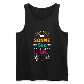 Sonne See und Schlager - Männer Premium Bio Tank Top - Schwarz - Vorne - Michal (187cm)
