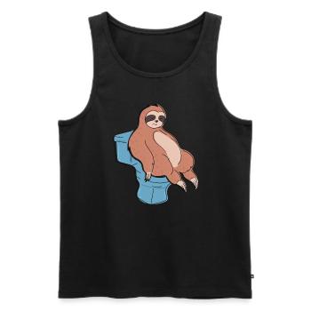 Sloth Sleeping on Toilet Cute Lazy Sloth - Men's Premium Organic Tank Top - black - Front - Michal (187cm)