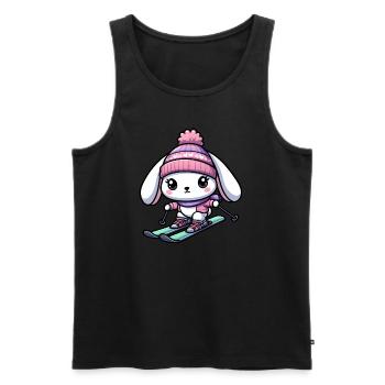 Schneehase Ski Skifahrer Winterurlaub Design - Männer Premium Bio Tank Top - Schwarz - Vorne - AI Model Male 178 light (178cm)