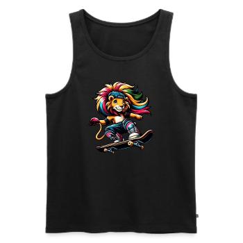 Freche Skater-Giraffe mit Skateboard - Männer Premium Bio Tank Top - Schwarz - Vorne - AI Model Male 178 light (178cm)