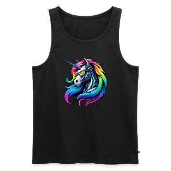 Cool Cyborg Unicorn Rainbow - Men's Premium Organic Tank Top - black - Front - Michal (187cm)