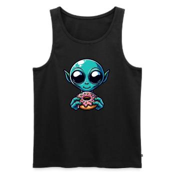 Außerirdischer UFO Donut Gebäck Bäcker Lustig - Männer Premium Bio Tank Top - Schwarz - Vorne - AI Model Male 178 light (178cm)