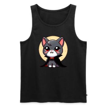 Halloween Cat Vampire Bat Cute - Men's Premium Organic Tank Top - black - Front - AI Model Male 178 light (178cm)