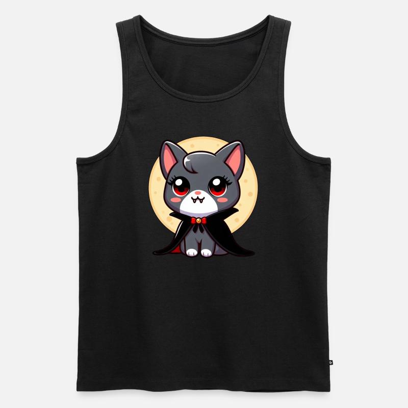 Halloween Chat Vampire Chauve-souris Mignon - Débardeur bio Premium Homme - noir