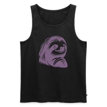Reverent Sloth Face Portrait Silhouette - Men's Premium Organic Tank Top - black - Front - AI Model Male 178 light (178cm)