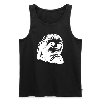 Reverent Sloth Face Portrait Silhouette - Men's Premium Organic Tank Top - black - Front - AI Model Male 178 light (178cm)