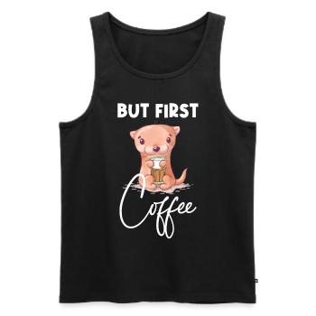 Café à la loutre mais premier animal de café disant drôle - Débardeur bio Premium Homme - noir - Devant - Michal (187cm)