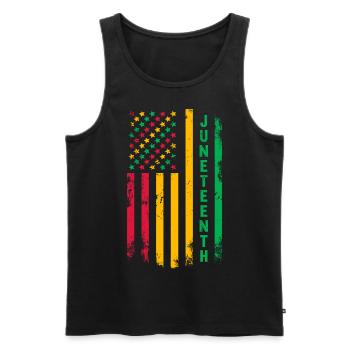 Juneteenth - Men's Premium Organic Tank Top - black - Front - AI Model Male 178 light (178cm)