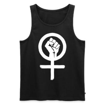 Feminist*in-Symbol | Weiblichkeitszeichen + Faust - Männer Premium Bio Tank Top - Schwarz - Vorne - Michal (187cm)
