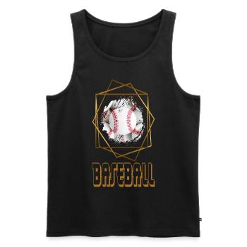Baseball Ball Gold Player USA Sport Vintage Retro - Débardeur bio Premium Homme - noir - Devant - Michal (187cm)