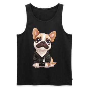 Niedliche Bulldogge Mops Hund - Männer Premium Bio Tank Top - Schwarz - Vorne - Michal (187cm)