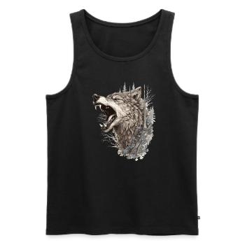 Wolf Wolf Head Scratch Marks Claws Wild Forest Hunter - Débardeur bio Premium Homme - noir - Devant - AI Model Male 178 light (178cm)