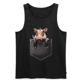 Warzenschwein - Männer Premium Bio Tank Top - Schwarz - Vorne - Michal (187cm)