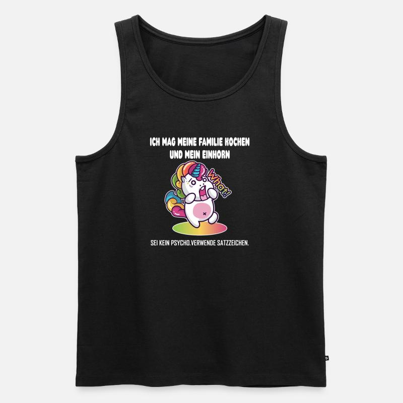 Sei kein Psycho Einhorn Shirt - Männer Premium Bio Tank Top - Schwarz