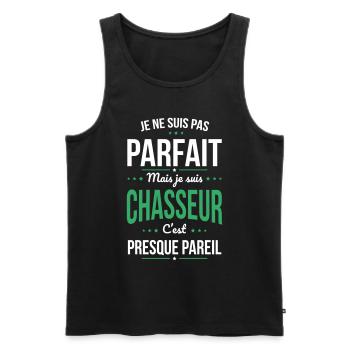 Pas parfait mais chasseur c'est presque pareil - Débardeur bio Premium Homme - noir - Devant - Michal (187cm)