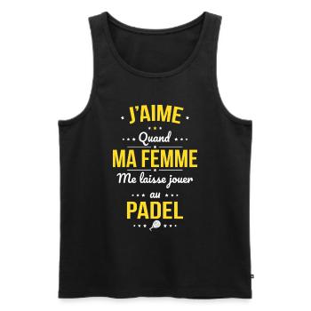J'aime quand ma femme me laisse jouer au padel - Débardeur bio Premium Homme - noir - Devant - Michal (187cm)