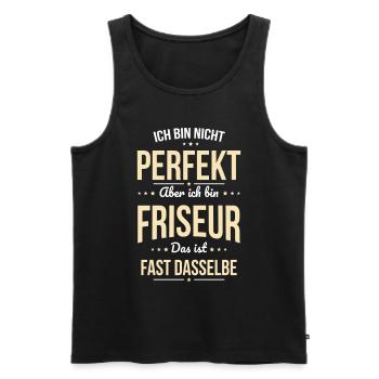 Je ne suis pas parfaite, mais je suis coiffeuse - Débardeur bio Premium Homme - noir - Devant - AI Model Male 178 light (178cm)