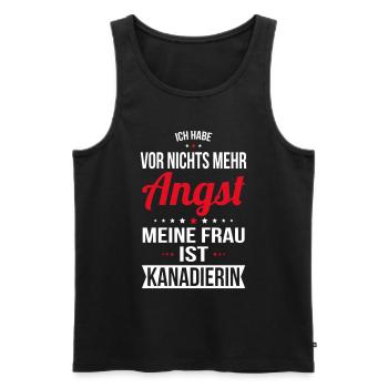 Ma femme est canadienne - Idée cadeau humour - Débardeur bio Premium Homme - noir - Devant - Michal (187cm)