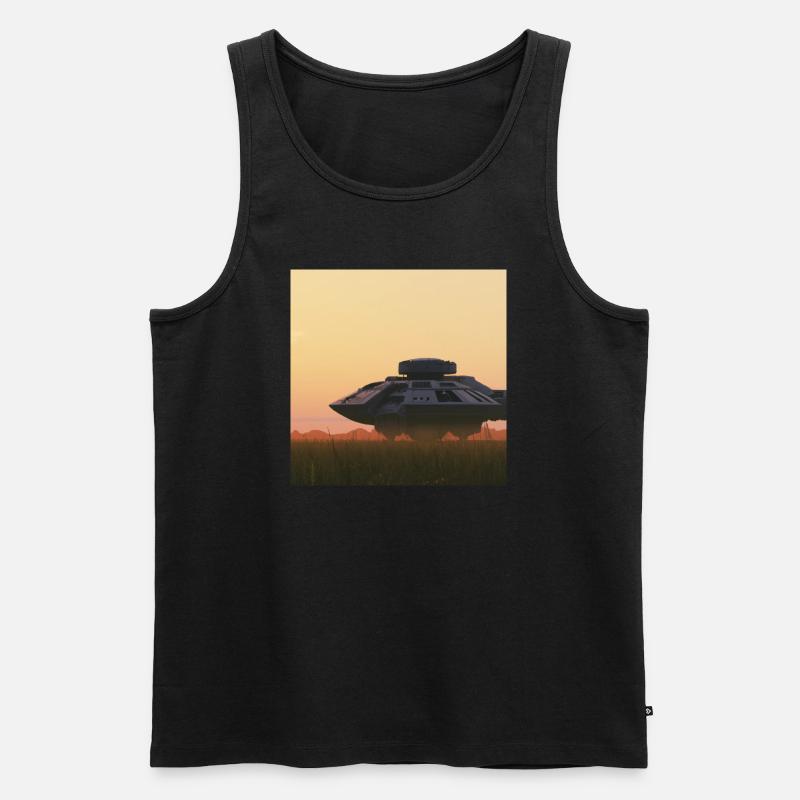 Sunset Landing - Männer Premium Bio Tank Top - Schwarz