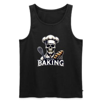 Old Man Baking Skull with Baker's Hat Baking Bread - Men's Premium Organic Tank Top - black - Front - AI Model Male 178 light (178cm)