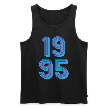 1995 Année de naissance | Couleurs changeantes - Débardeur bio Premium Homme - noir - Devant - Michal (187cm)