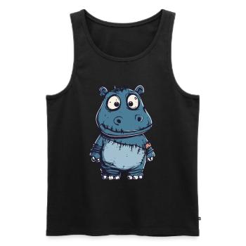 Nilpferd Halloween Lustig Zombie - Männer Premium Bio Tank Top - Schwarz - Vorne - Michal (187cm)